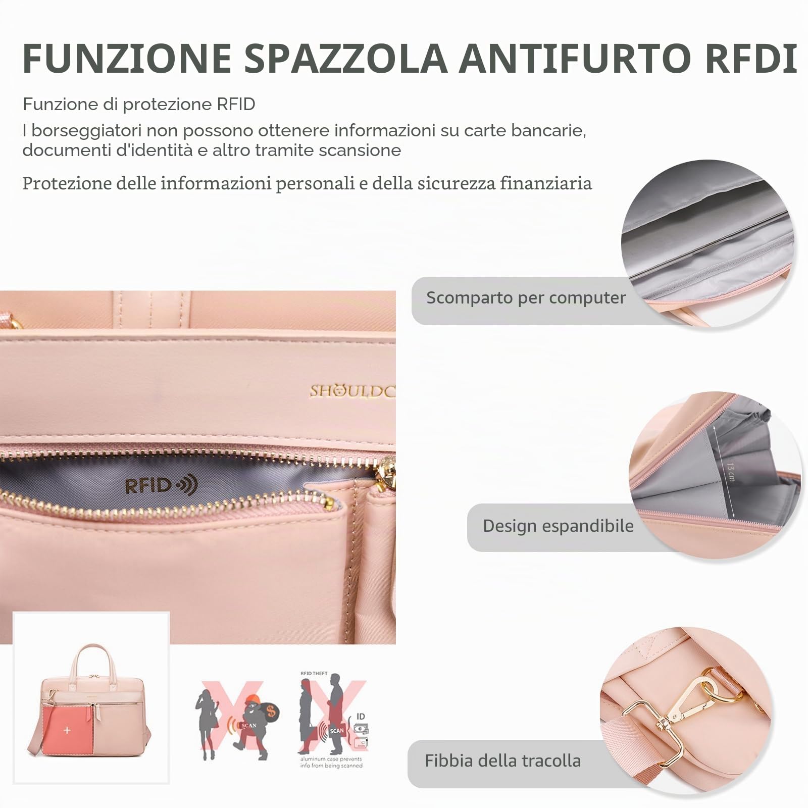 NICOLE & DORIS Borsa per Computer Portatile 15-16Inch Borse da Lavoro Donna Impermeabile Borsa per Laptop Uomo Borsa Business a Tracolla per Scuola/Ufficio/Lavoro