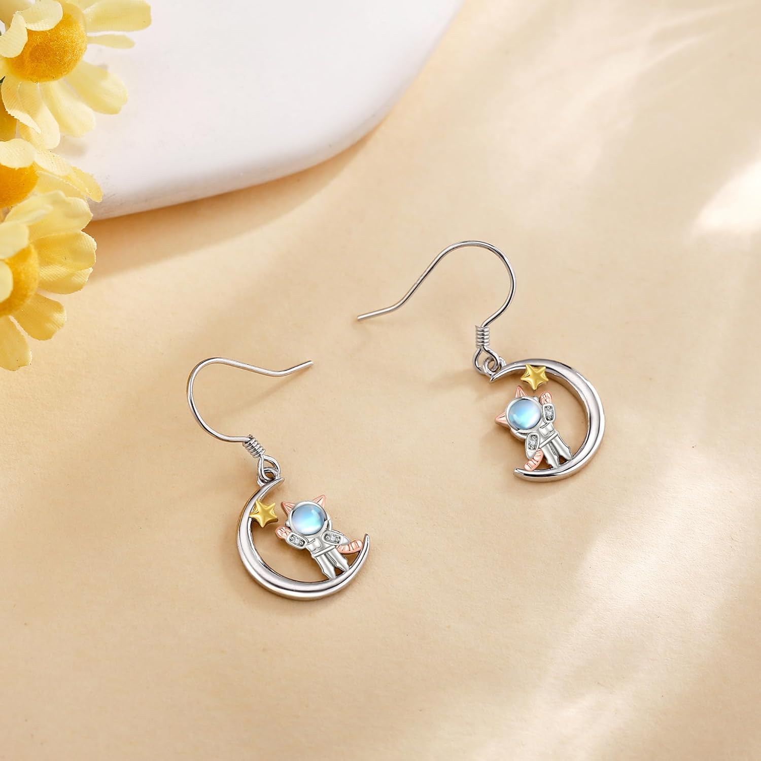 Moon Earring 925 Sterling Silver Astronaut/Cat/Penguin Earring Astronaut/Cat/Penguin Jewelry for Women - Image 5