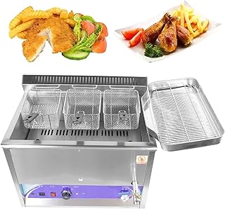 Cesta de freidora de grasa comercial Freidora, freidora de GLP de acero inoxidable, freidora de grasa de acero inoxidable con cesta extraíble, temperatura de ajuste manual para restaurante c