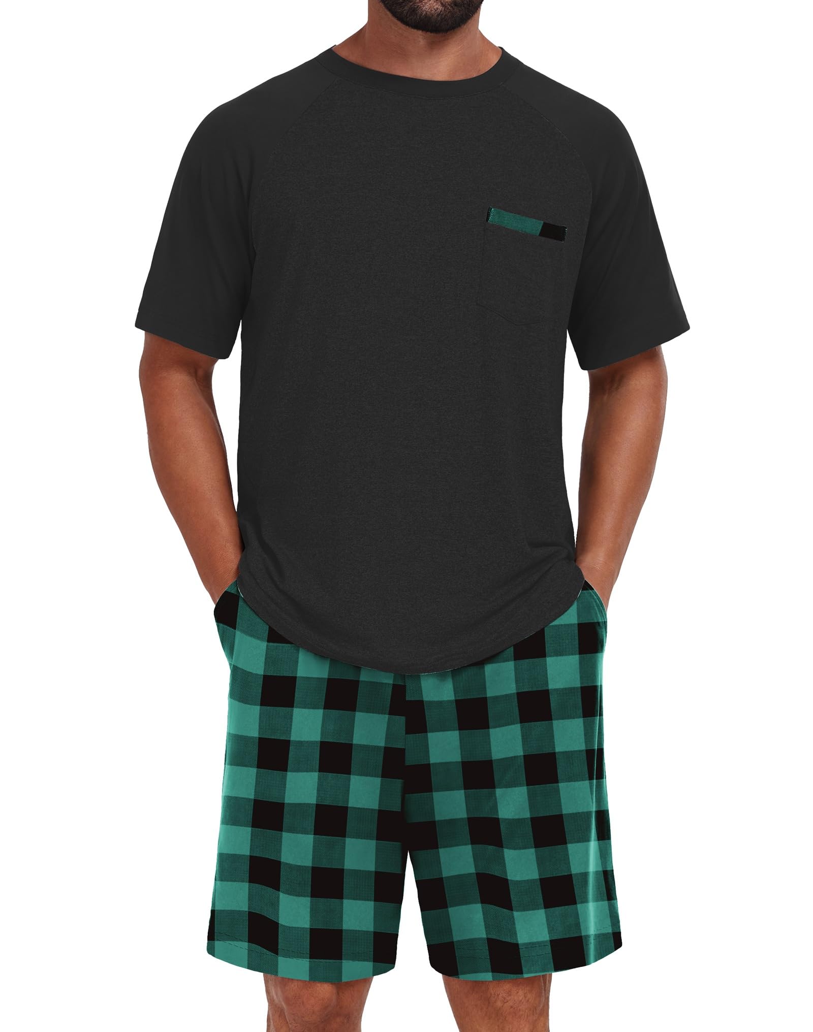 Mens Pajamas Set Lightweight Summer Pjs Sleepwear Soft Comfy Short Sleeve Loungewear With Pocket (S-4X)-image-43