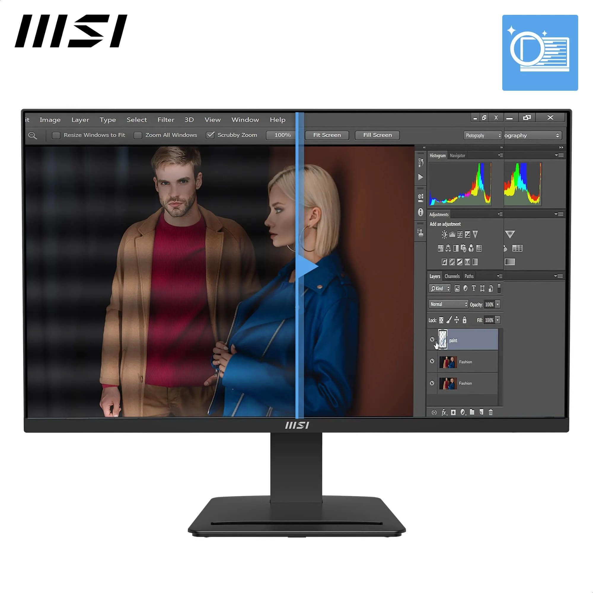 msi PRO MP273 E14A Monitor PC 27" FHD, 1920x1080 IPS, 144Hz, 1ms, HDR Ready, AMD FreeSync, Eye Care, Altoparlanti Integrati, HDMI 2.0, DP 1.2a, D-Sub, Inclinabile, Montaggio VESA, Nero