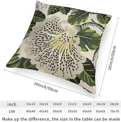 Miniatura 2 de ArogGeld Funda de cojín cuadrada de flores blancas y verdes, color gris, negro, floral, verde, hojas, cuadradas, almohada tradicional china china