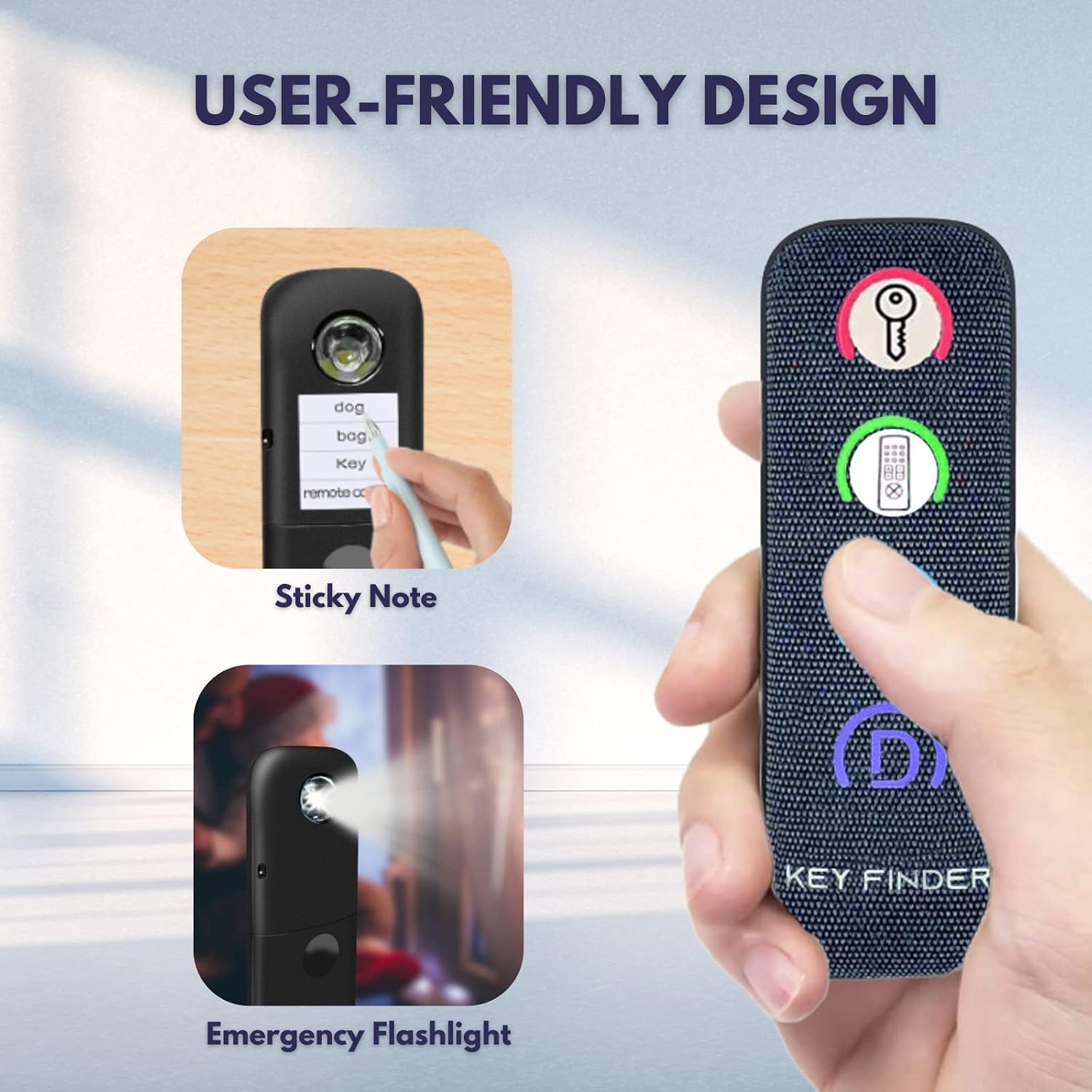 Key Finder Locator: EIRIX New Fabric Wireless Slim RF Key Wallet Finder Item Locator with 80dB Loud Sound and 131ft Working Range, 1 Transmitter + 4 Receivers