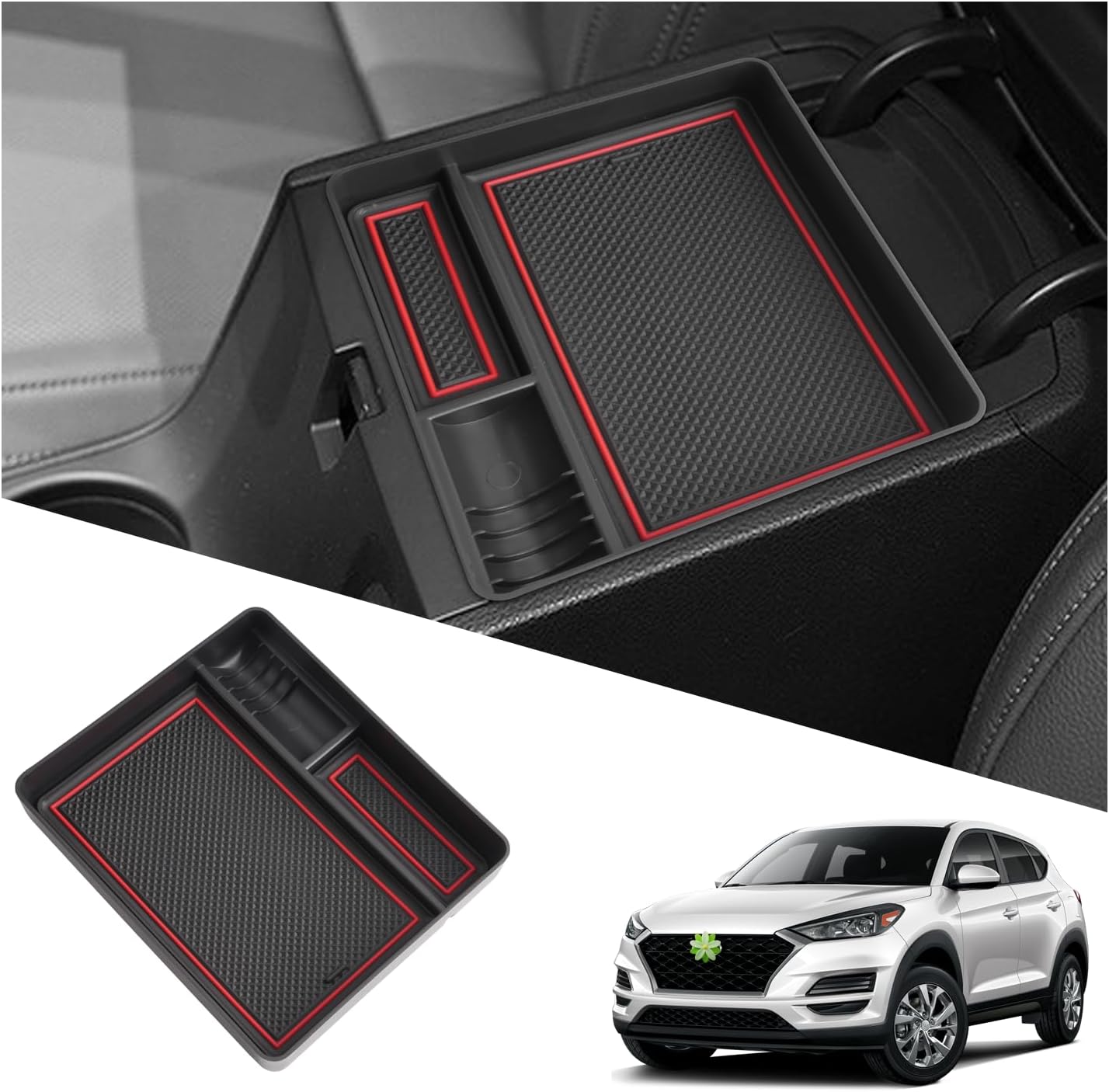 Ruiya 2016-2020 Tucson Center Console Organizer for Hyundai Tucson Accessories ABS Armrest Console Organizer Compatible with 2016-2020 Hyundai Tucson(Only for Manual Parking Brake)