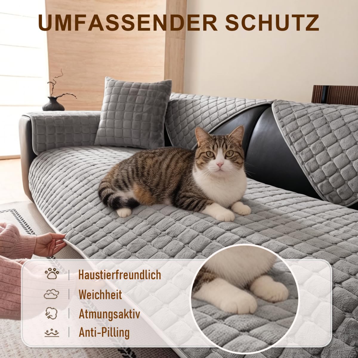 Sofa Überzug L Form, Sofadecken für Sitzfläche, Couch Überzug 1 2 3 4 Sitzer Sofabezug, Sofaschoner rutschfest,Universelle Sofaüberwurf,Ecksofa(F-Dunkelgrau,70x150cm