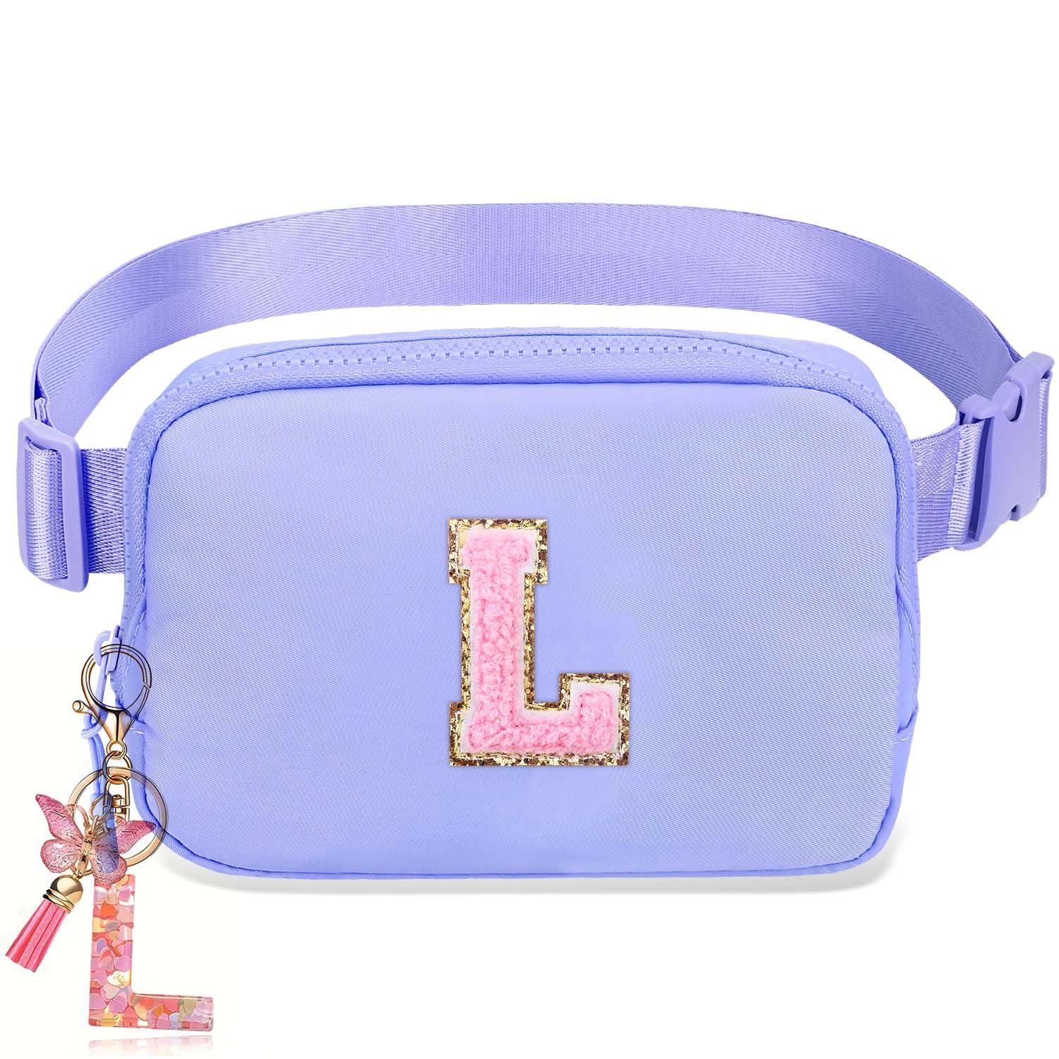 Gifts Girls Teens Kids - Birthday Gifts for Women, Personalized Gifts for Mom Freind Sister Teacher, Graduation GiftsInitial Crossbody Bag Belt Bag for Women Lavender Purple L