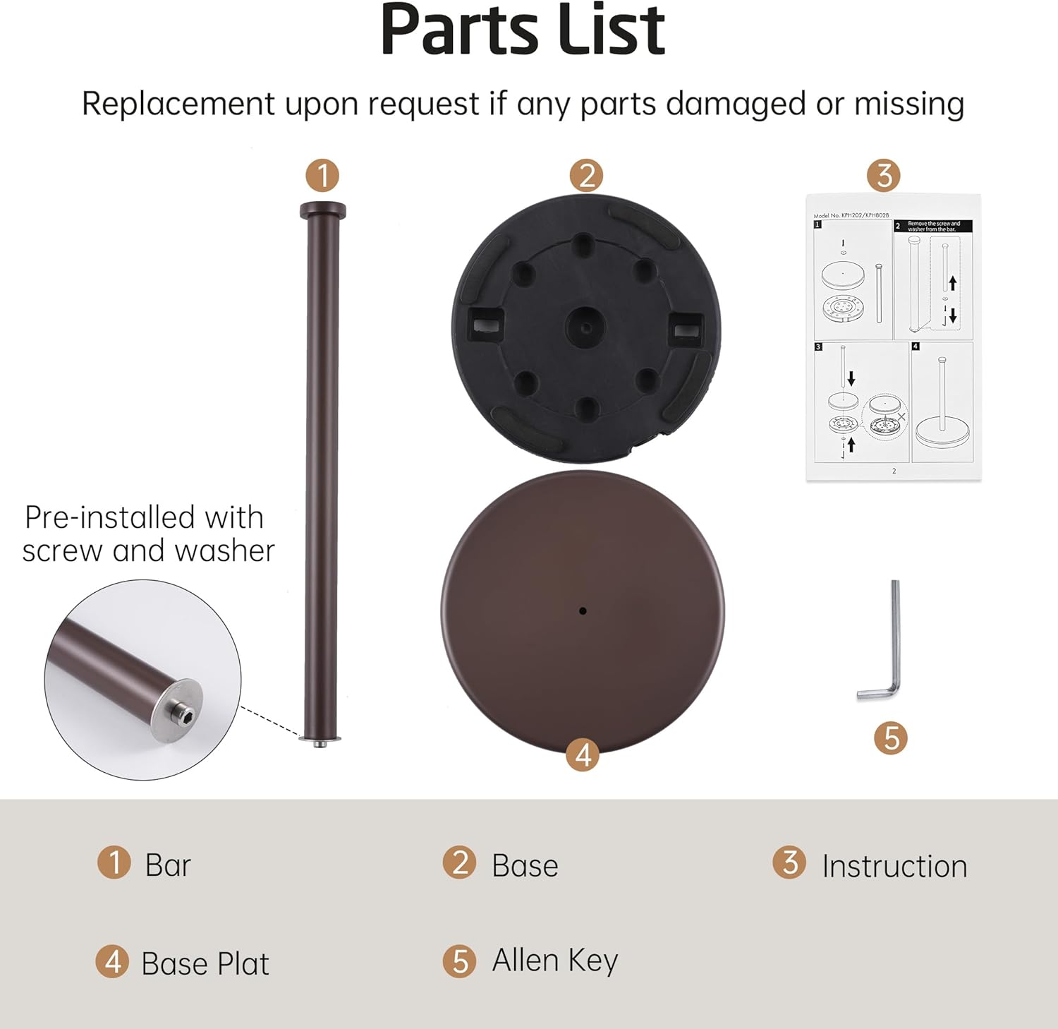 KES Kitchen Paper Towel Holder Countertop with Weighted Base, Freestanding Paper Towel Holders 18/8 Stainless Steel, Bronze, KPH202-BB