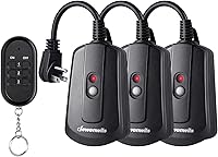 DEWENWILS Outdoor Wireless Remote Control Outlet Kit - Waterproof 3-Pack, 100ft RF Range, Independent Control for Lights & Appliances, UL Listed