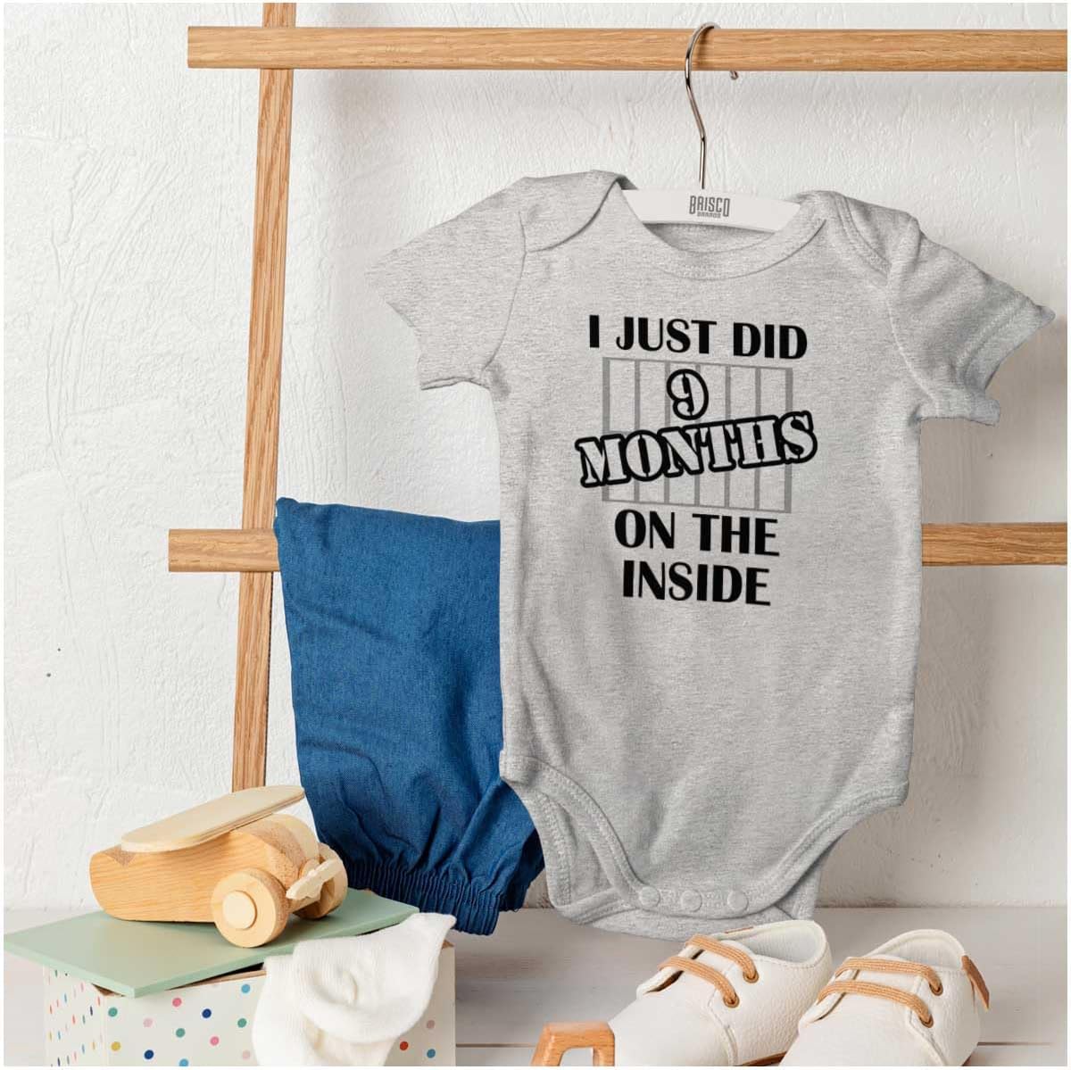 Brisco Brands 9 Months Inside Resisting A Rest Funny Baby Romper Boys or Girls