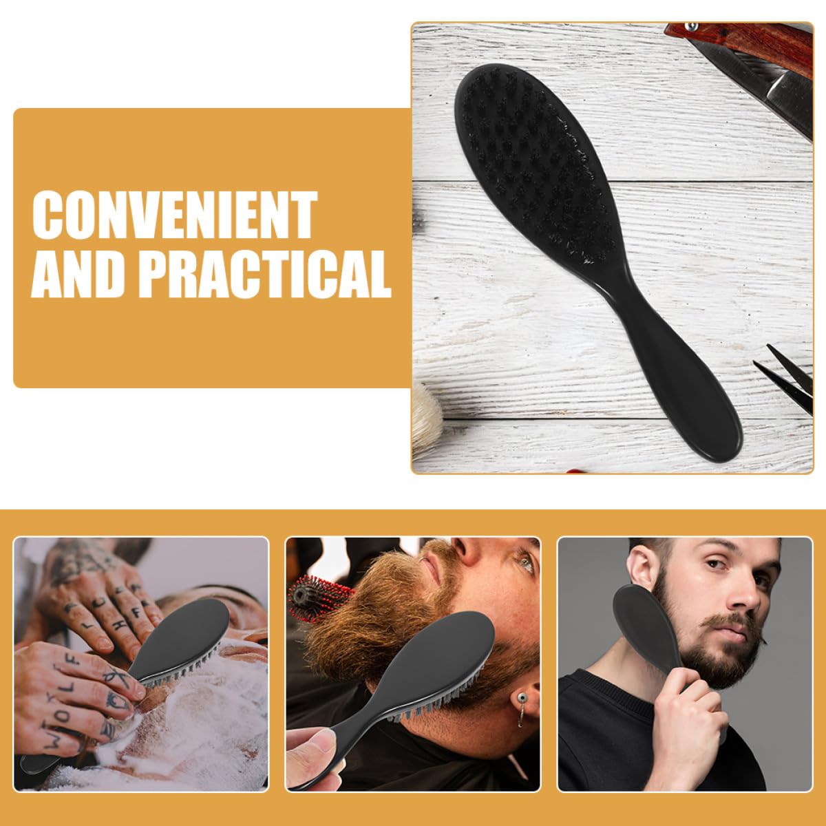 8pcs Men Beard Brush Set Black Hair Beard Sweep Brush for Grooming and Cleaning Facial Hair Barber Shop Tool