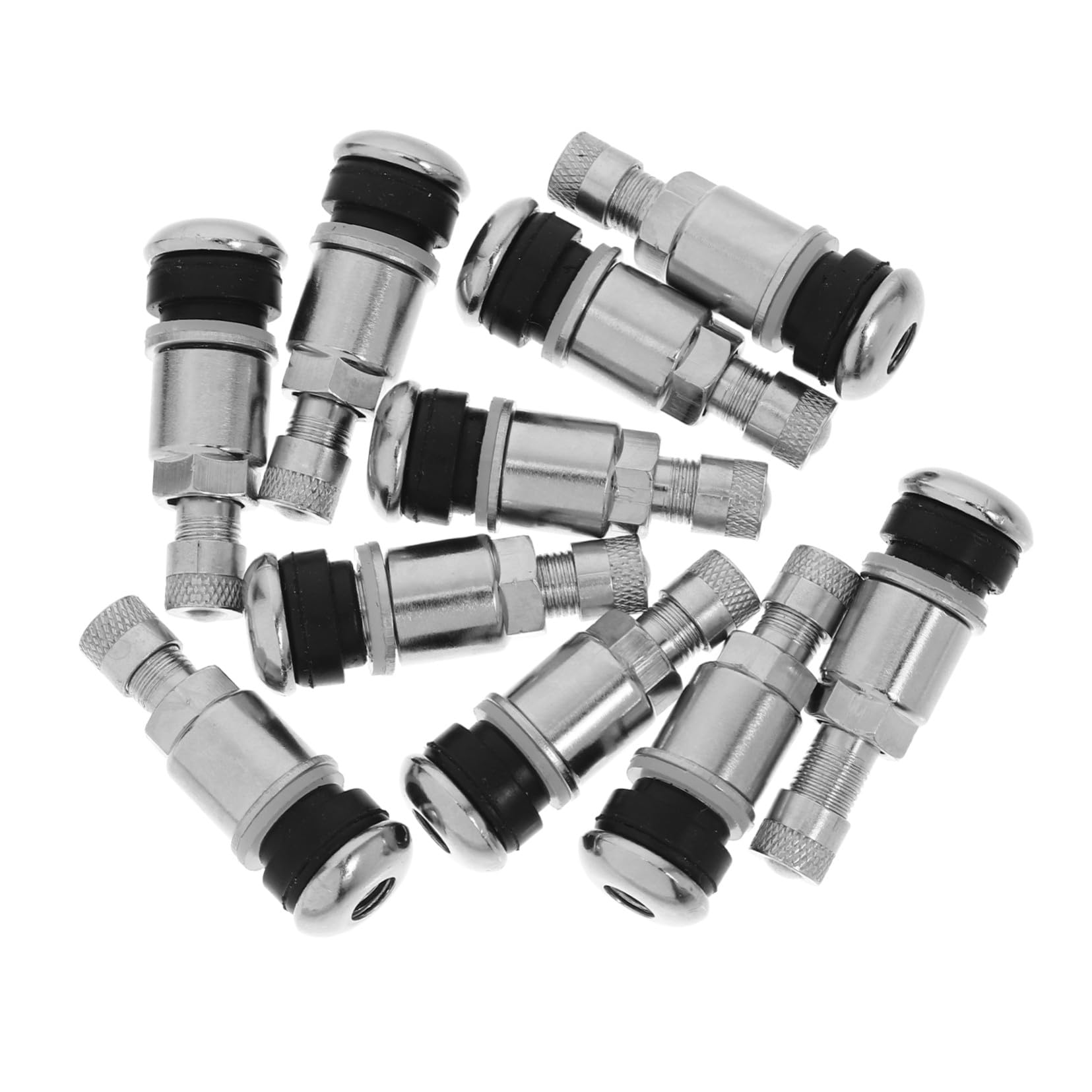 10pcs Tiges de Valve à Pneu pour Voiture et Remorque en Acier 45, Efficaces Fuite d'air, Embouts Argentés Adaptés aux Roues Tubeless