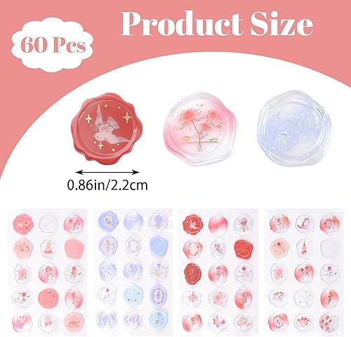 Miniatura 16 de 60 calcomanías de sello de cera, calcomanías de sello de sobre, sellos de sobres de boda para sobres, álbumes de recortes, tarjetas de felicitación