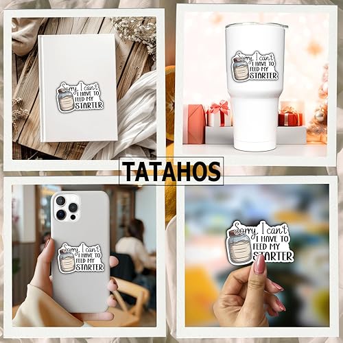 Miniatura 3 de (3 unidades) Calcomanías de texto en inglés Sorry I Can't I Have to Feed My Starter Stickers Funny Sarcastic Quote Humor, regalos inspiradores
