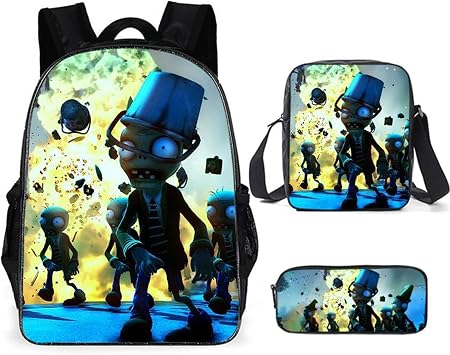 ISaikoy 3 in 1 Game Plants vs. Zombies Backpack School Bag Shoulder Bag Handbag Pencil Bag 2