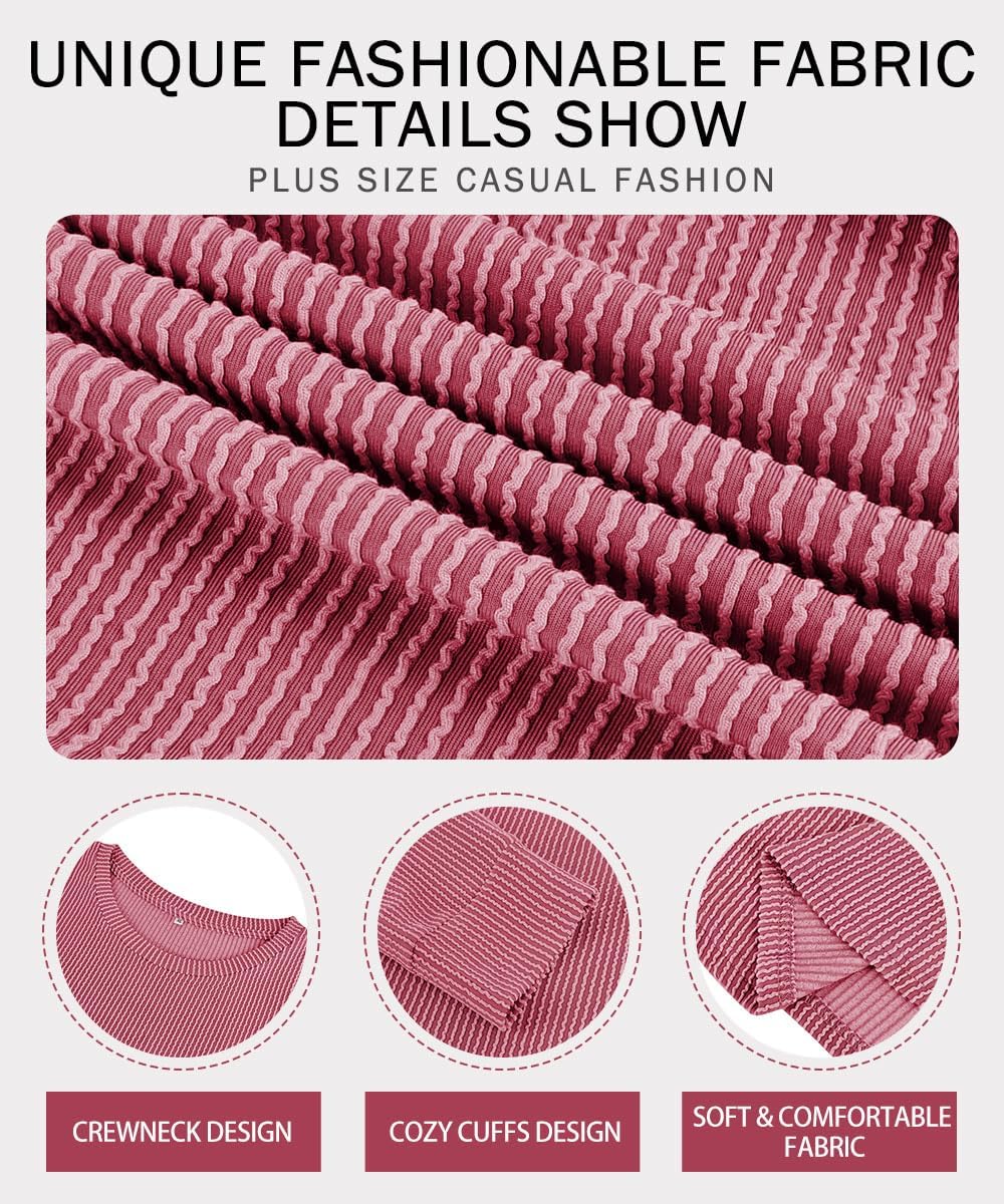 RITERA Womens Plus Size Fashion 2024 Long Sleeve Tops Crewneck Knitted Casual Loose Pullover Shirts XL-5XL - Image 5