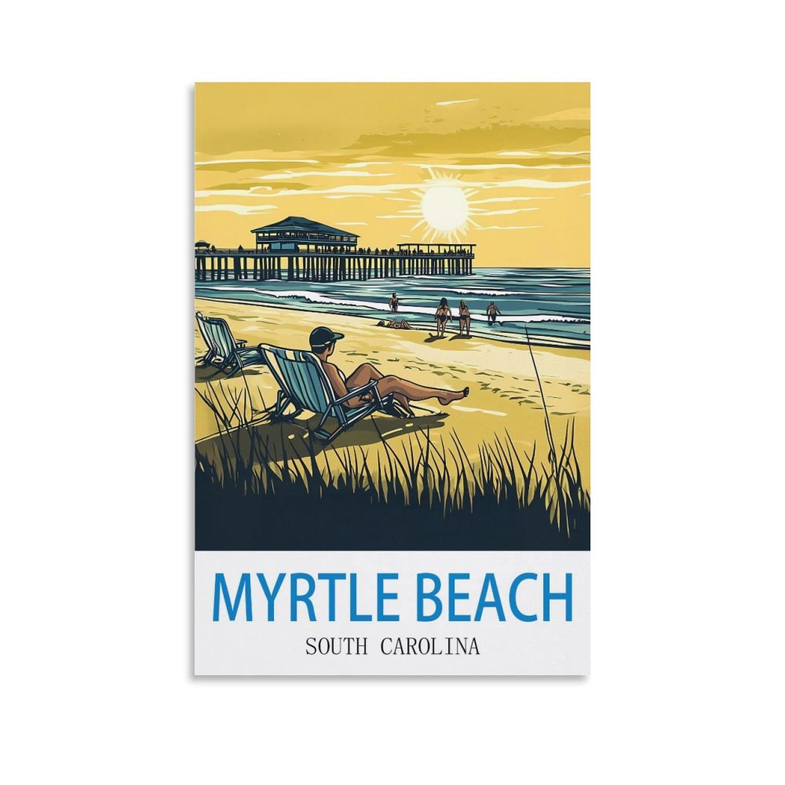EZMLFA 5D Diamond Painting Kits,Myrtle Beach South Carolinas,Diamond Painting Kits for Beginners Round Full Drill Painting with Diamonds Gem Art for Home Wall Decor 40x40cm