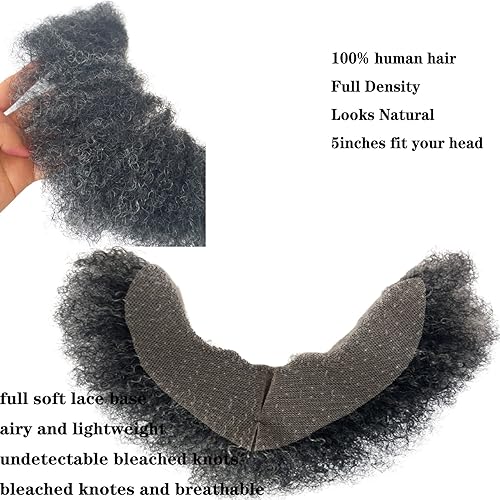 Miniatura 6 de Cabello humano rizado afro, bigote para hombres negros americanos, base de encaje de maquillaje realista, sistema de reemplazo de 12 x 3 pulgadas