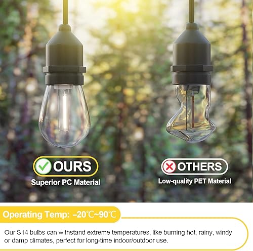 Vista 2 de Mlambert Bombillas LED para Cadena de Luces, Bombillas de Reemplazo para Cadena Exterior S14 Resistente a la Inastillable 4000K, Bombillas LED