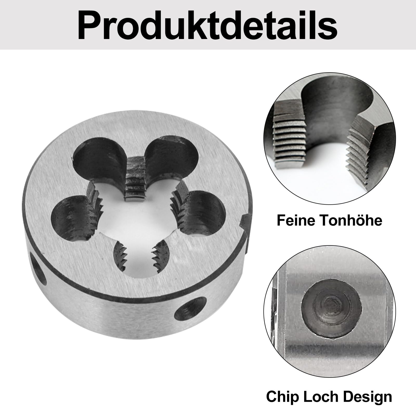 1 Stück Rechtsgewinde Gewindeschneideisen, M14 x 1.5 mm Metrisch Gewindeschneideisen, Legierter Werkzeugstahl Feingewinde Schneider, Präzisions Beidseitigem Schälanschnitt Rundes Maschinen