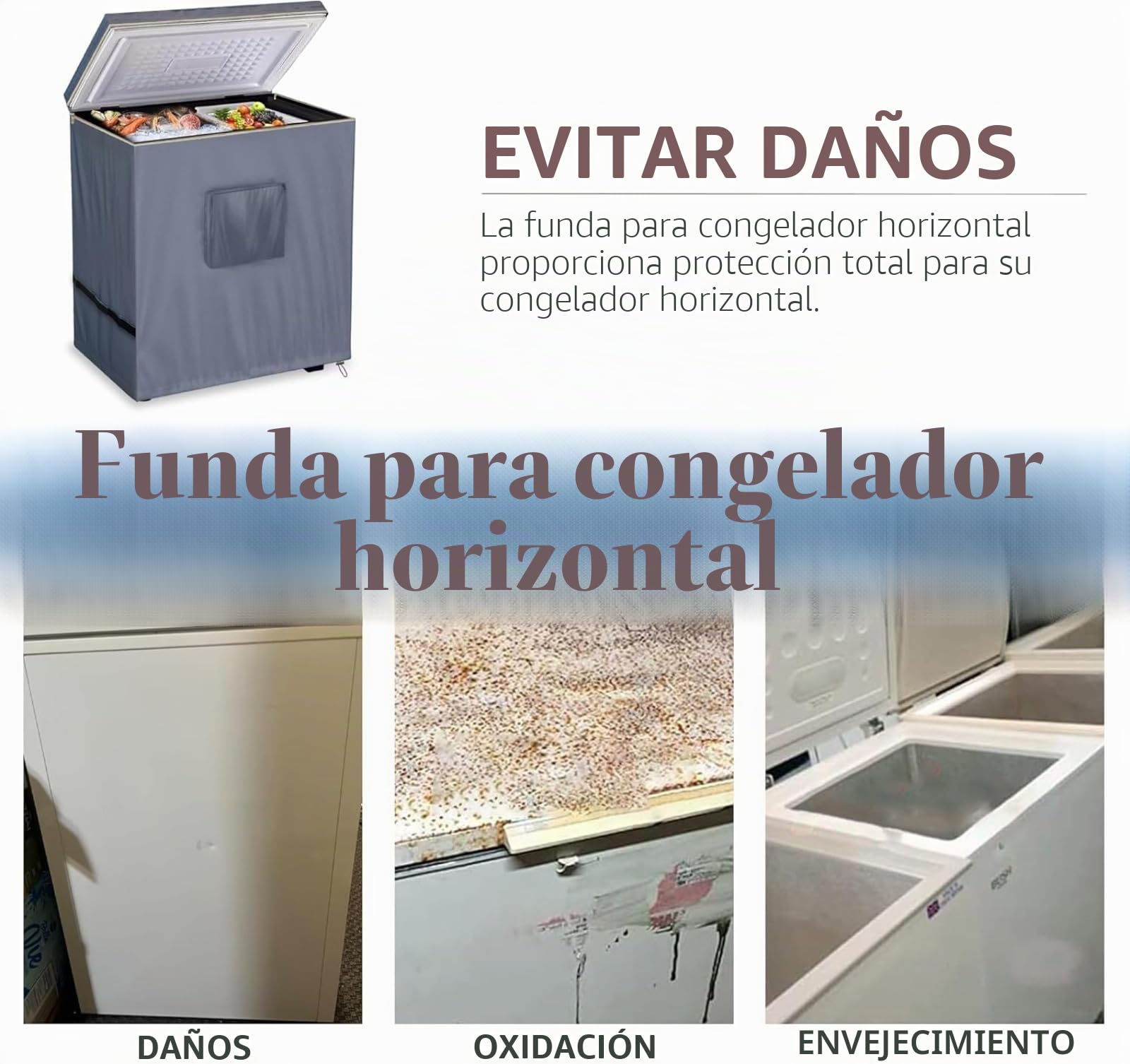 Genérico Funda Cubierta Impermeable Congelador Refrigerador, Anti Polvo y UV - Cremallera Superior, Interior/Exterior, Compatible Congeladores Verticales y de Bebidas (Gris, 102 * 64 * 89cm)