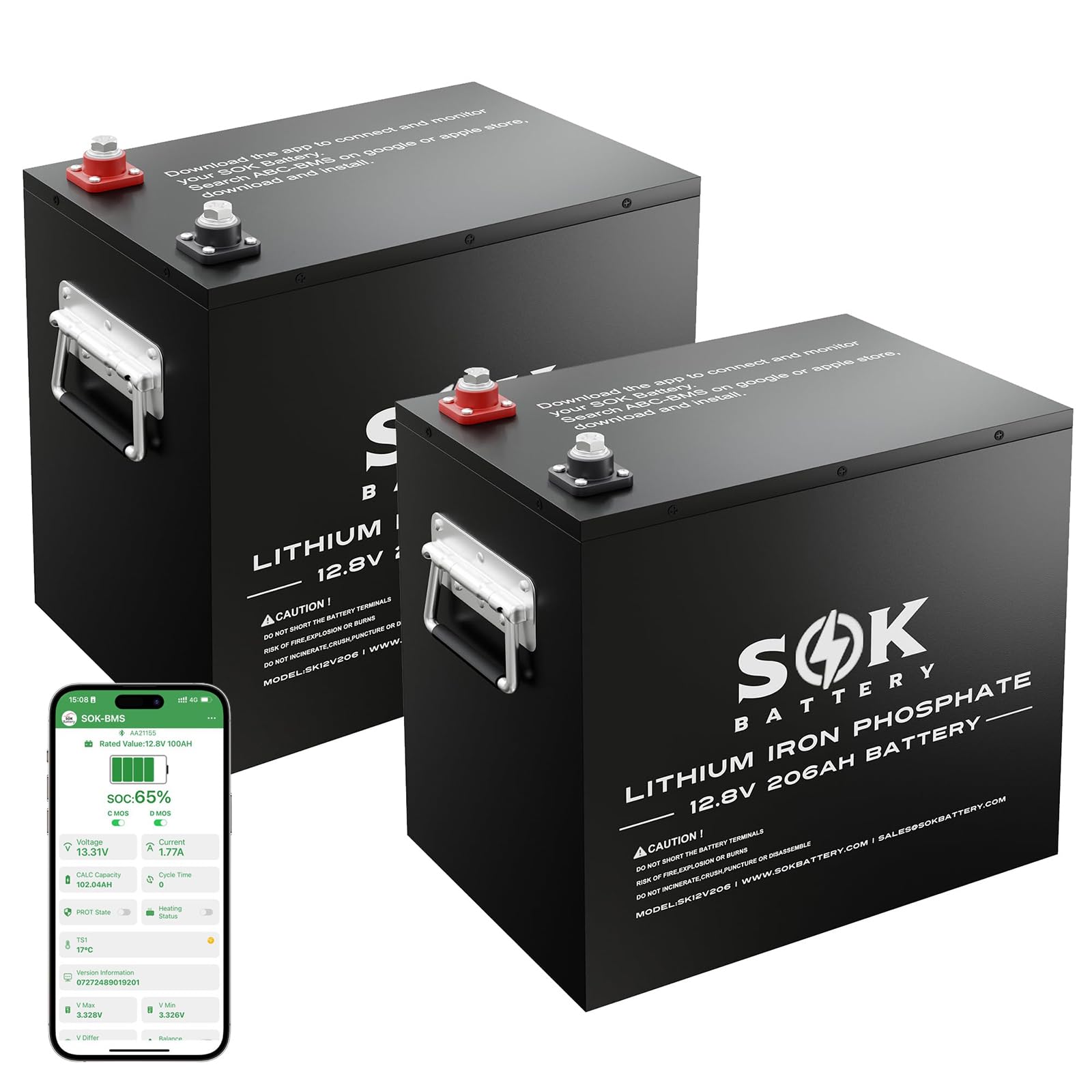 SOK 12V 206Ah LiFePO4 2-Pack