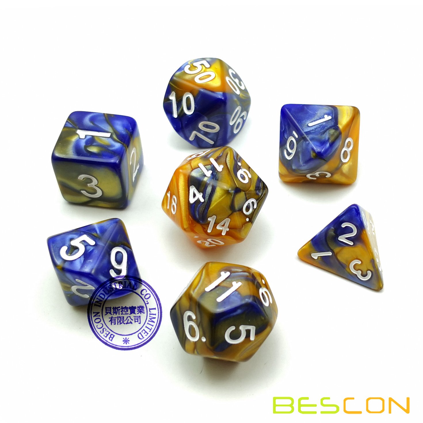 Bescon Set Di 42 Dadi Poliedrici Gemini – 6 Set Da 7 Dadi Per D&D, Pathfinder E MTG, Inclusa Borsa In Velluto