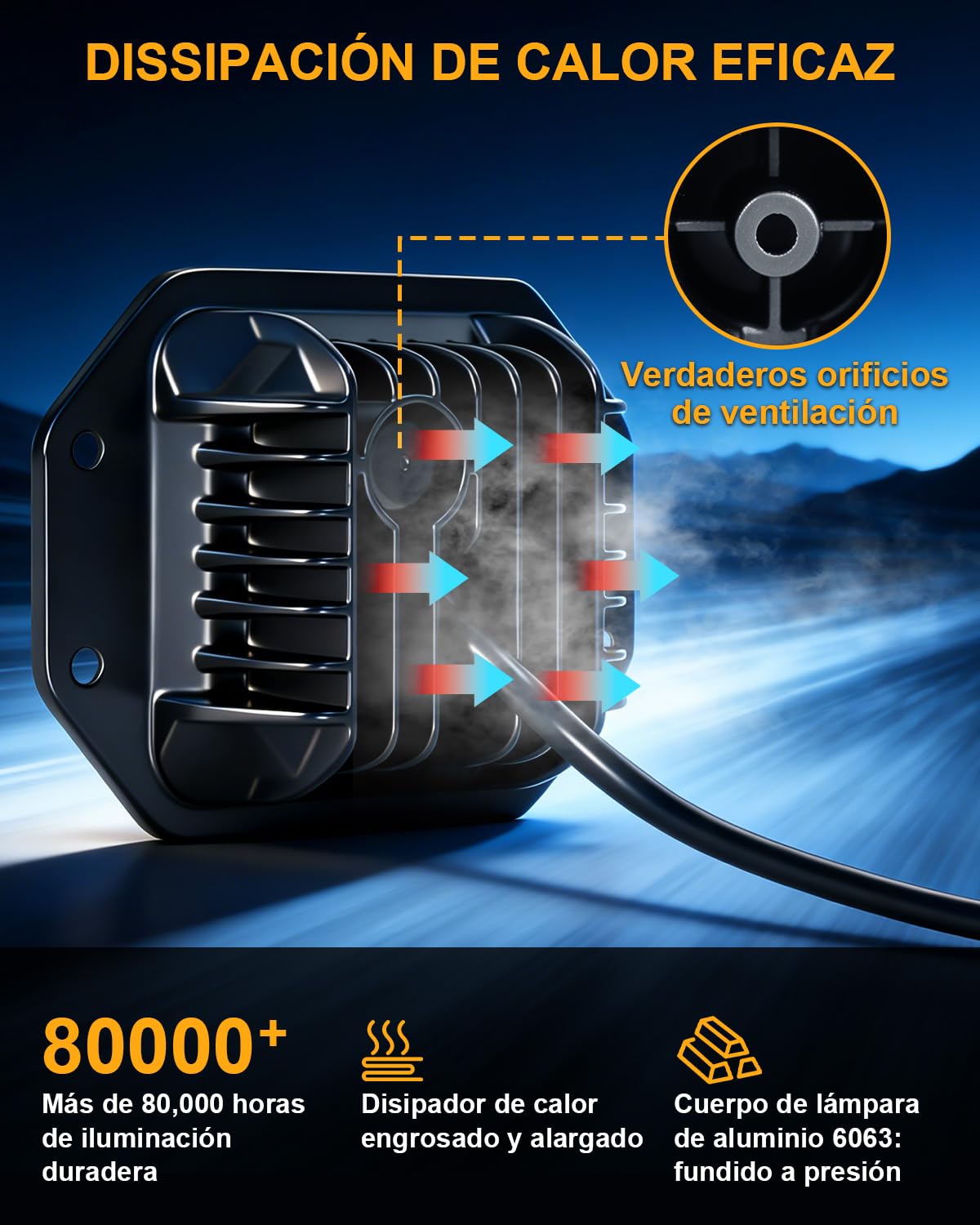 Reflektor roboczy LED 12V/24V z homologacją ECE, biały/żółty z funkcją migania, światło cofania/dodatkowe światło IP68, 4-punktowy montaż śrubowy do ciągnika, koparki, ciężarówki, rolnictwa i off-road