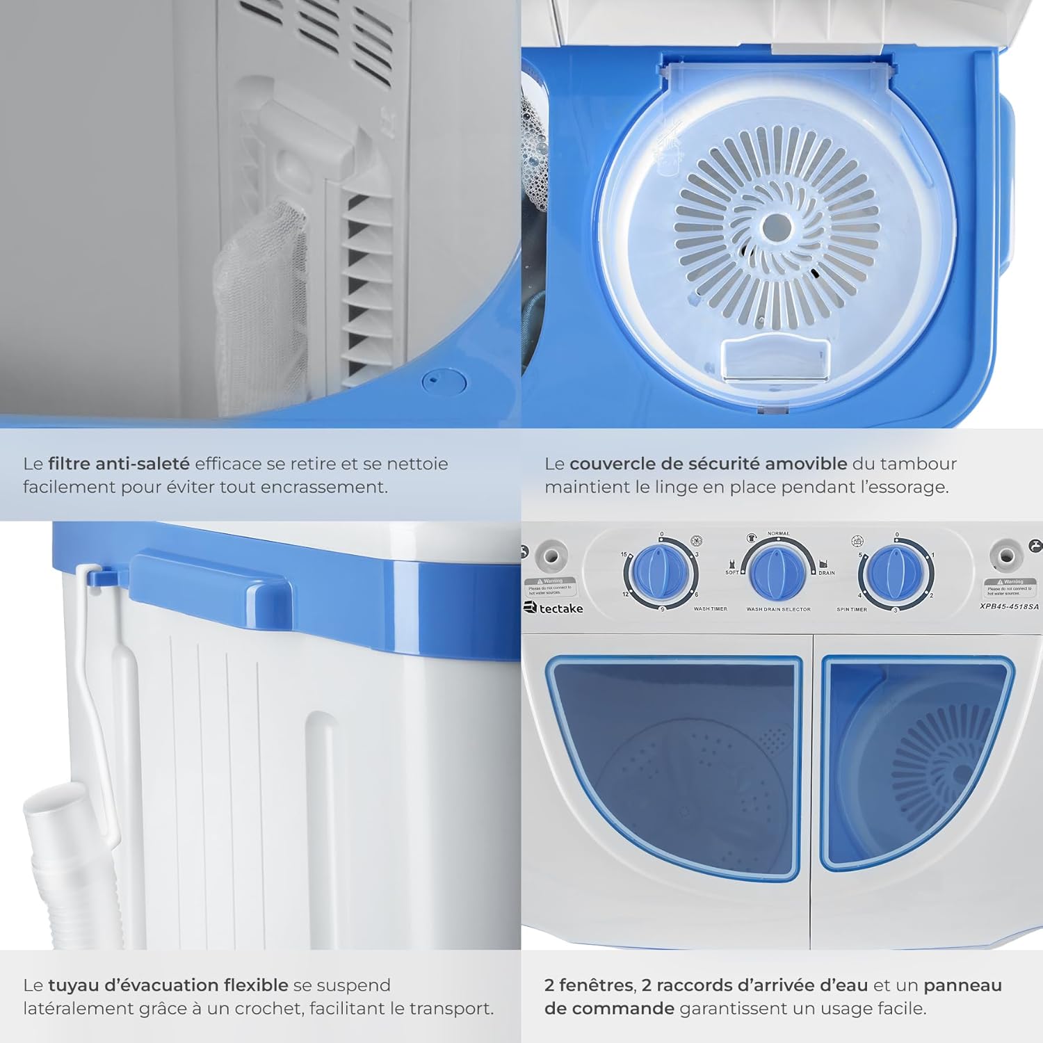 Detailed Features of tectake Mini Washing Machine