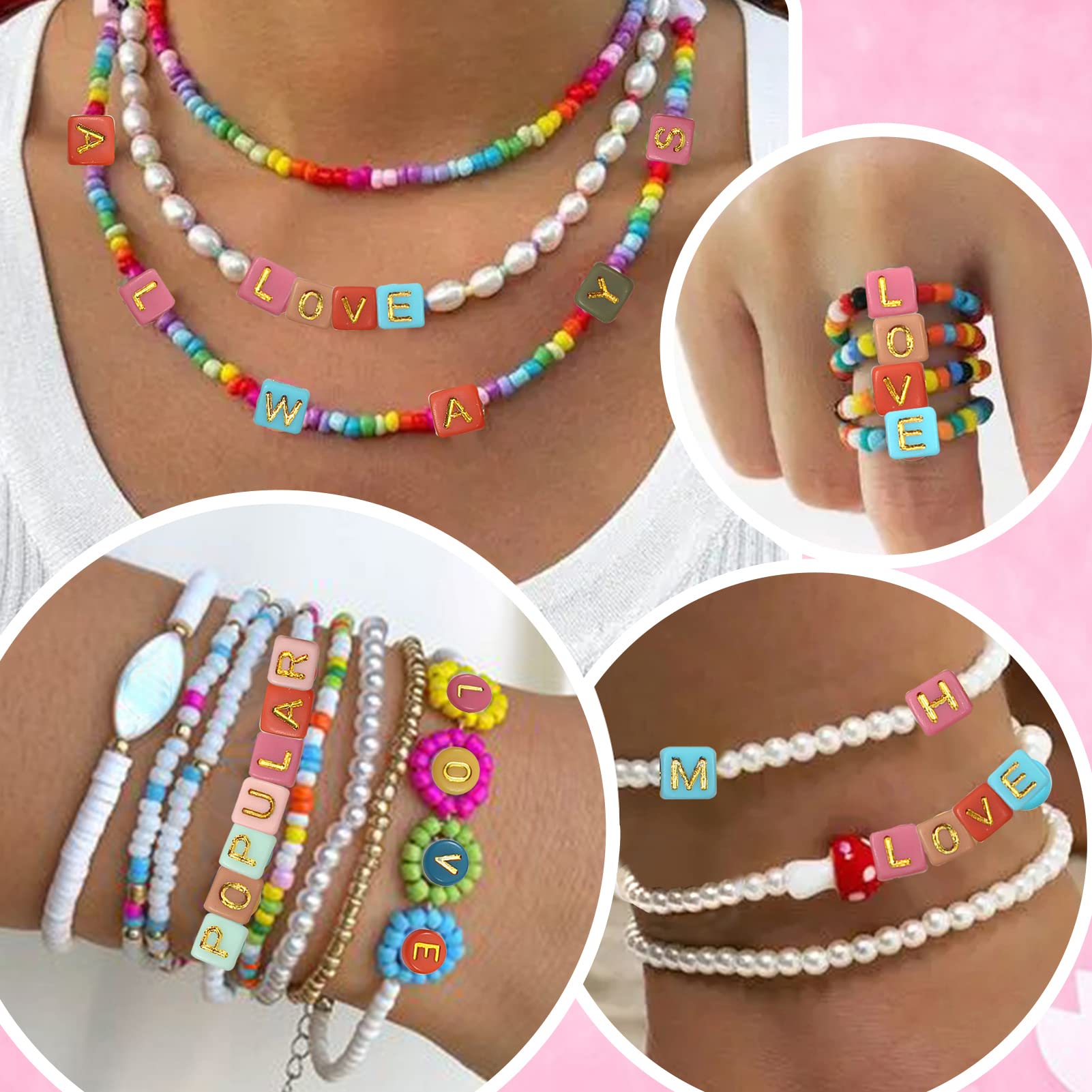 TOAOB 800pcs Perles Lettre Alphabet DeAcrylique Coloré De A à Z