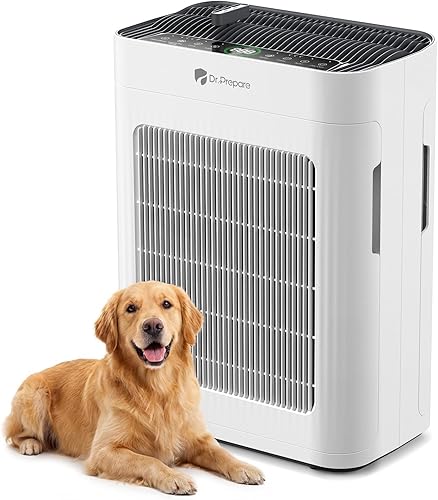 Dr.Prepare DAP01 - Purificador de aire HEPA para el hogar, entrada de aire de doble cara, modo mascota, sensor inteligente de calidad del aire