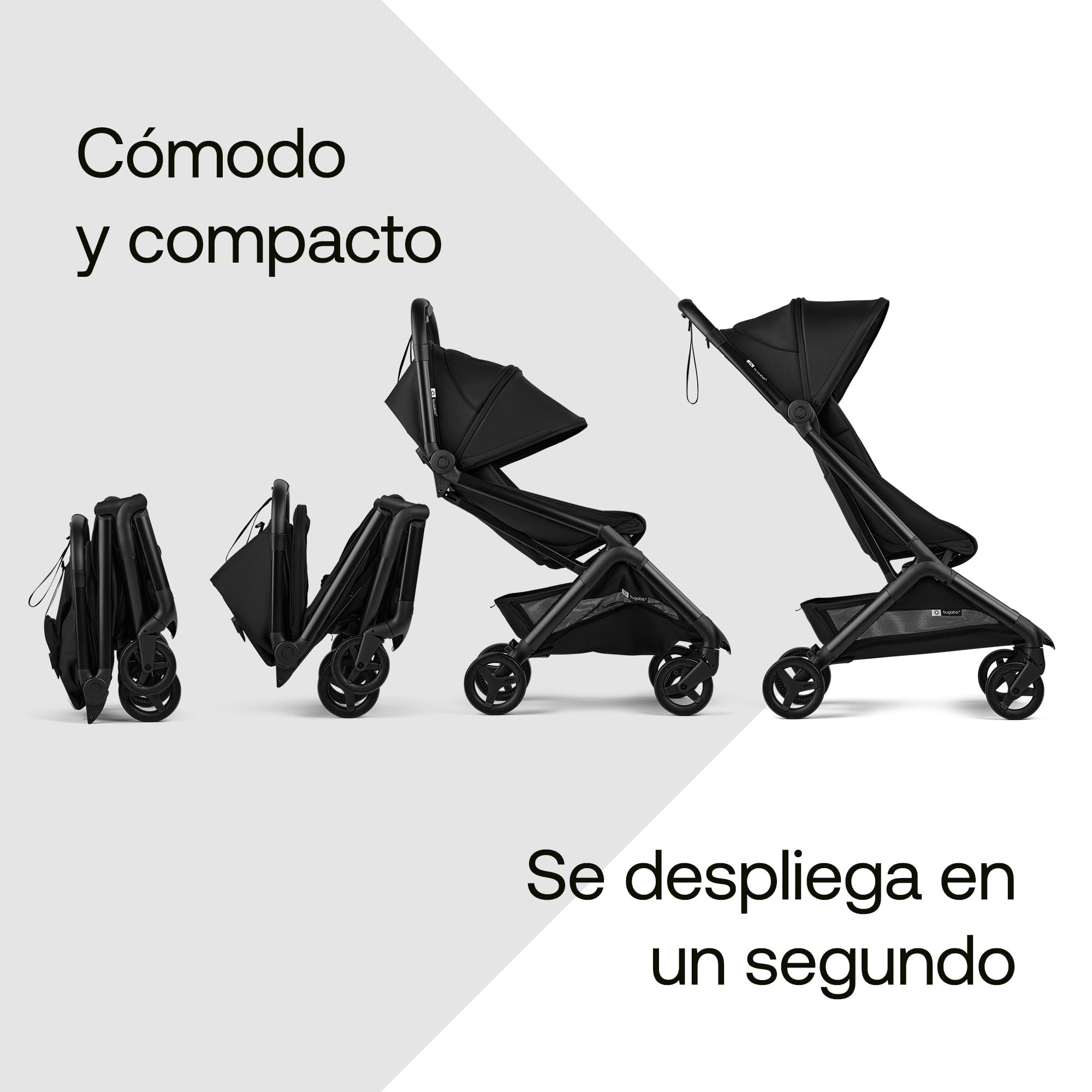 Bugaboo Butterfly 2 Silla de Paseo de Viaje – Pack con Barra de Seguridad y Cubierta para Lluvia – Ligera, Plegable a Una Mano y Asiento Reclinable, de 6 meses a 4 Años – Heritage Black