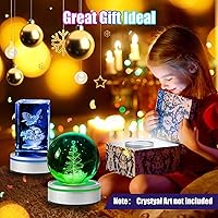 Vista 7 de EEEKit Paquete de 2 bases de luz LED de 6 colores, placa de exhibición redonda antideslizante de 3 pulgadas, soporte plano y esférico de bola