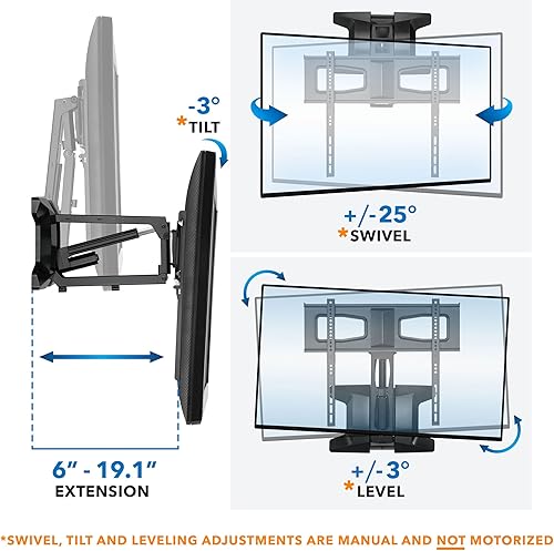 Miniatura 9 de MOUNT-IT! Soporte de pared motorizado para TV con chimenea  Soporte de montaje de mantel eléctrico desplegable con control remoto, capacidad de peso