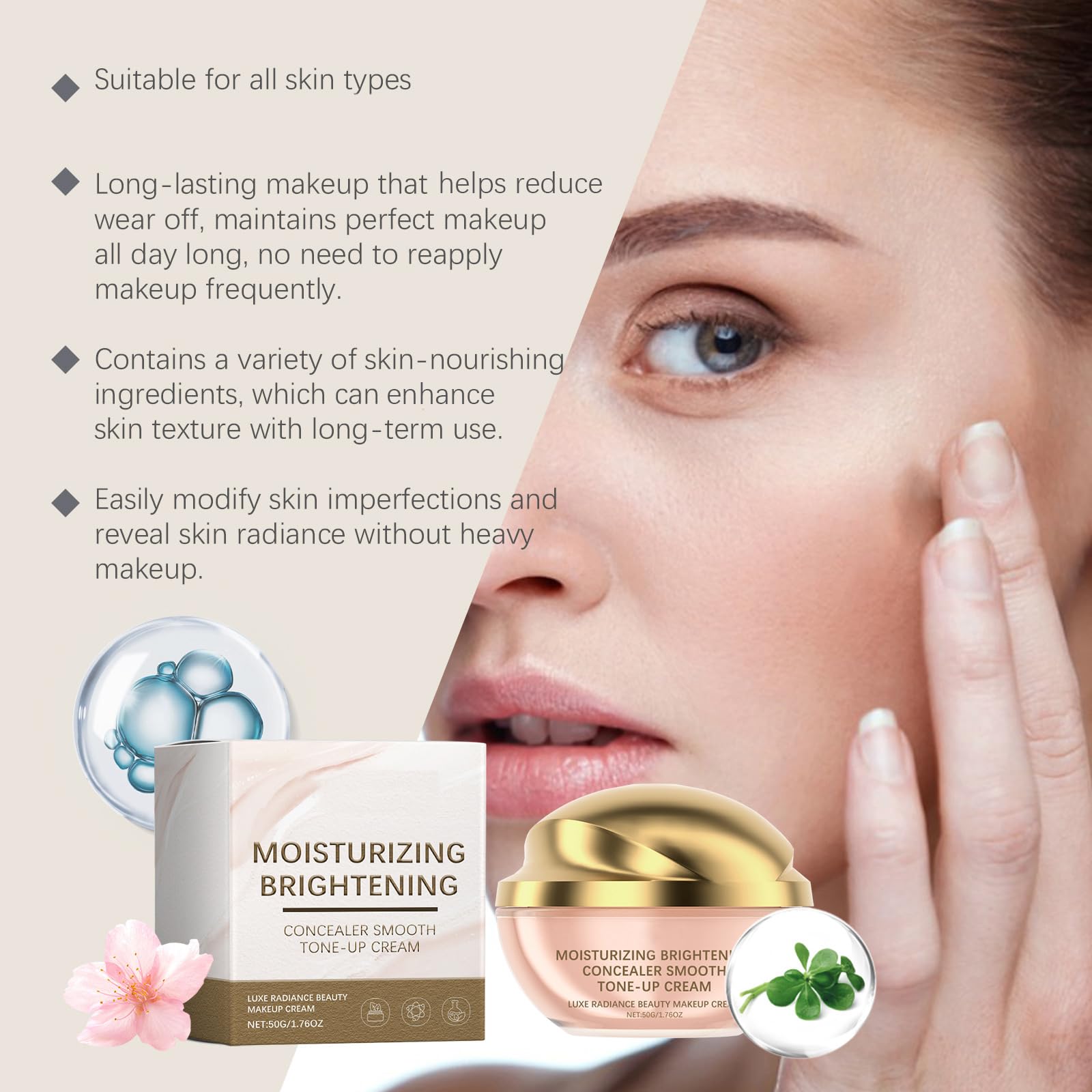 Feuchtigkeitsspendende, aufhellende Concealer-Creme, geschmeidige Toning-Creme, luxuriöse strahlende Make-up-Cremes, ölkontrollierende Concealer- und Foundation-Cremes, deckt Unreinheiten ab (5pcs)
