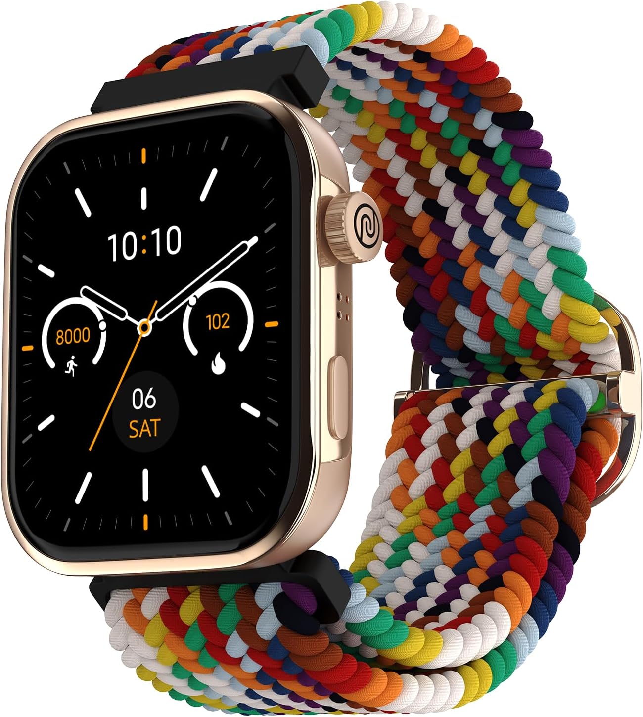 Pro 5 Smart Watch with 1.85" AMOLED Display, BT Calling, New DIY Watch Faces, Ultra Personalization with Smart Dock, Productivity Suite, 100 Sports Modes and More (Rainbow Weave), Multi