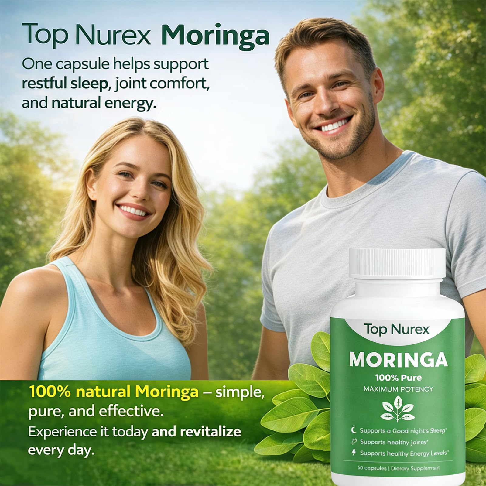Moringa Capsules - Natural Green Superfood Supplement for Sustained Energy, Immune Support & Digestive Wellness - Non-GMO, Vegan, 60Ct — Amazon image 5