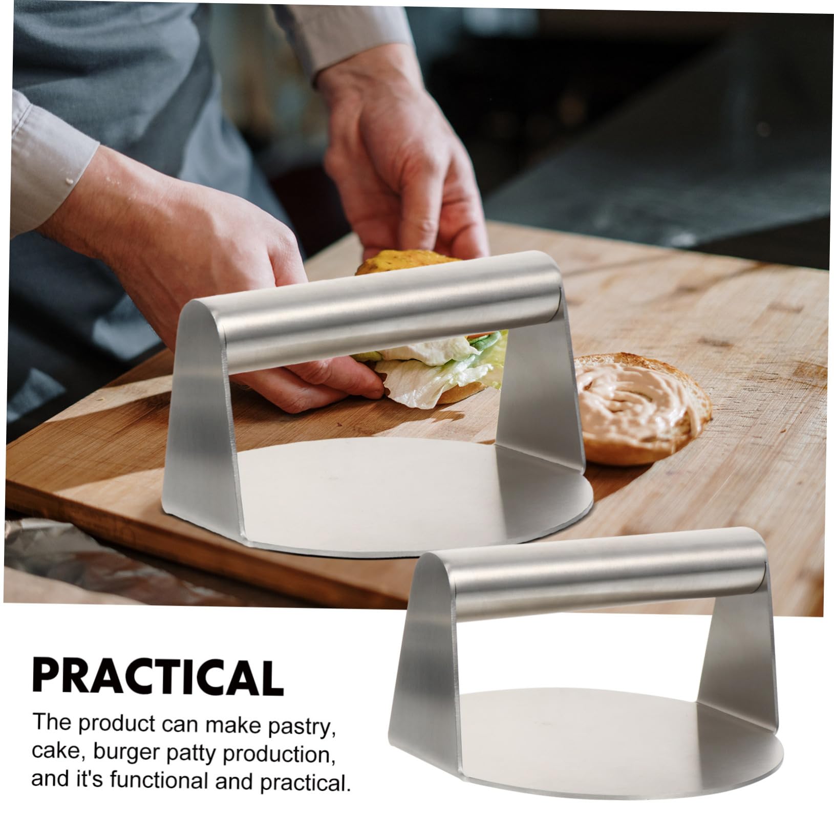 Amazon | SECFOU ステンレス製ミートプレス 手動ハンバーガーパティ