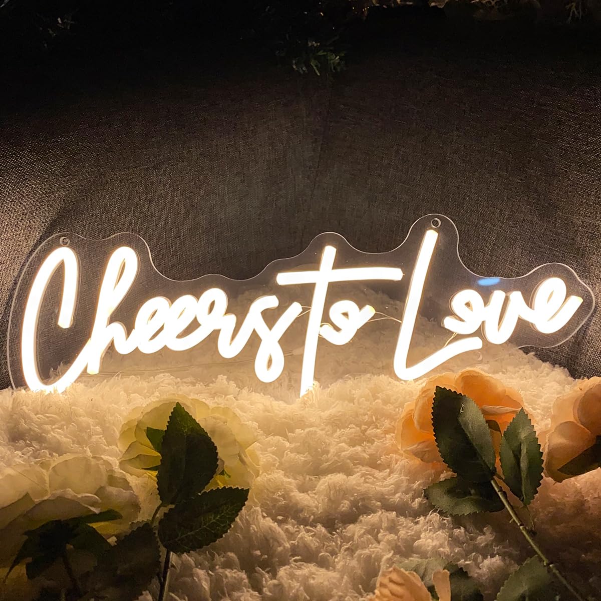 Photo 1 of cheers to love Neon Sign For Spa Beauty Room Nail Brows Lashed Salon Studio LED Wall Art Decor For Business Stores Logo Barber Shops Led Word Indoor Custom Neon Lights 40CM L-CHEERS TO LOVE