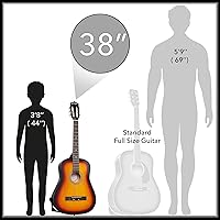 Vista 3 de Ashthorpe - Paquete de guitarra acústica para principiantes de 38 pulgadas (Sunburst), kit básico de iniciación con bolsa, cuerdas, correa
