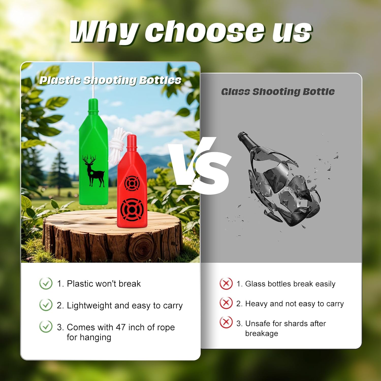 Ideagle 3/6 Pack Shatterproof Bottle Shooting Targets, Plastic Bottles for Backyard Shooting, with Hanging Rope for Target Practice, Ideal for Indoor and Outdoor Training