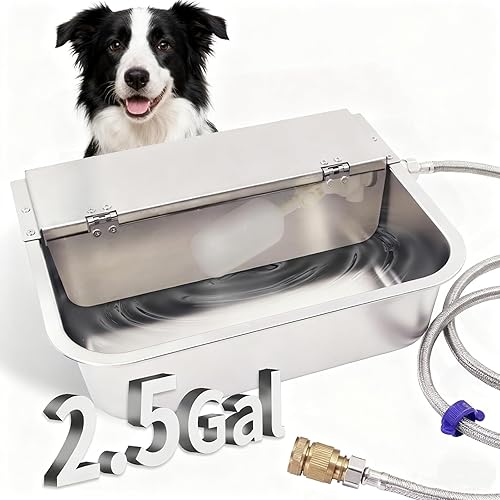 Dispensador automático de agua para perros, cuenco de agua de acero inoxidable para exteriores, cuenco grande de agua potable para animales con
