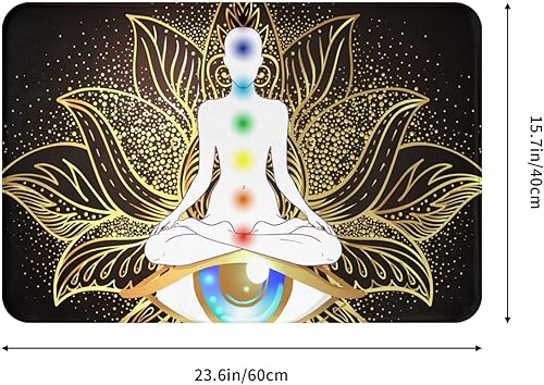 Miniatura 3 de Chakra Lotus Mandala - Tapete de baño antideslizante y suave de franela para decoración del hogar, baño, cocina, interior, 15.7 x 23.6 pulgadas