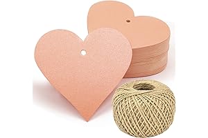 Pink Heart-Shaped Paper Gift Wrap Tags with String