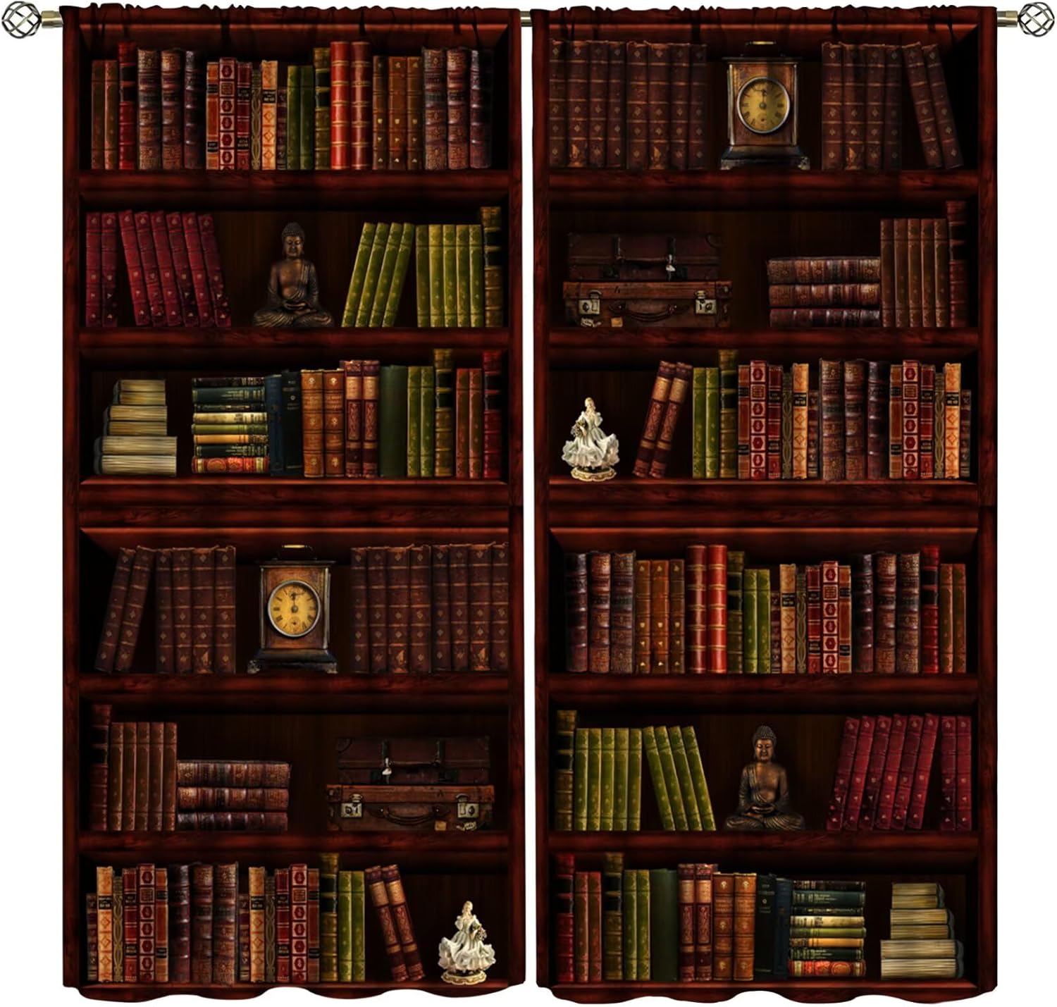 Library Bookcase Curtains Bookshelf Curtain with Rod Pocket for Bedroom Nursery Classroom Toddler Dorm Living Room Home Decor Drapes Window Treatments 2 Panels Set 63" W X 72" L
