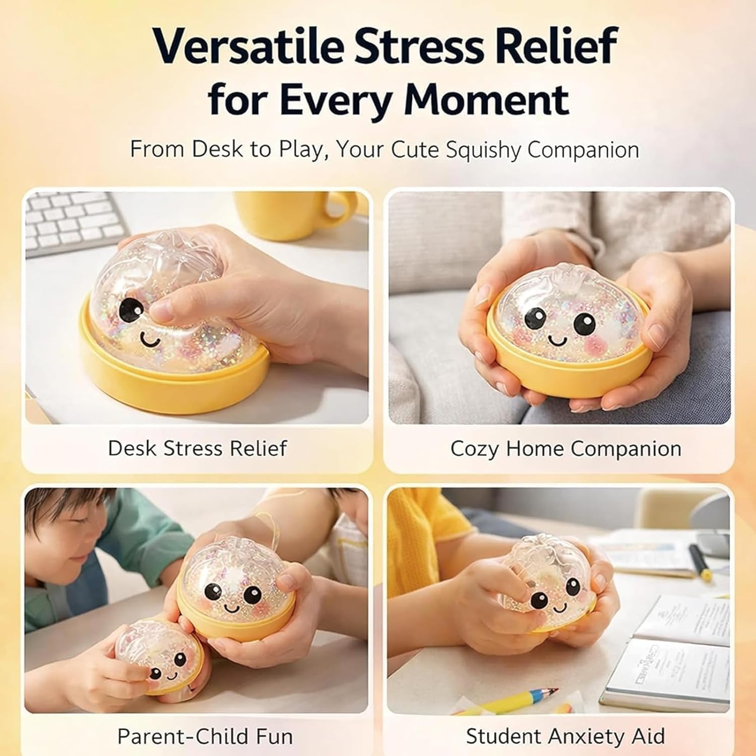 Glitter Dumpling, Glitter Dumpling Squishy Box, Dumplings Squishy for Stress Relief, Soft Squeeze Decompression Dough with Food Steamer