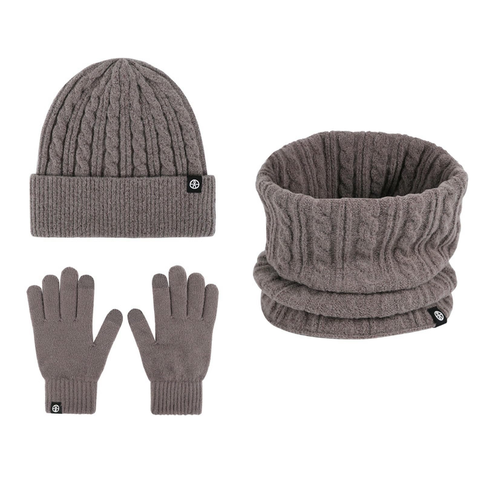 Wintermütze Schal Handschuhe Set Warmer Winteranzug Aus Deutschem Fleece Mit Ohrenklappen, Strickmütze, Und Handschuhen-rot