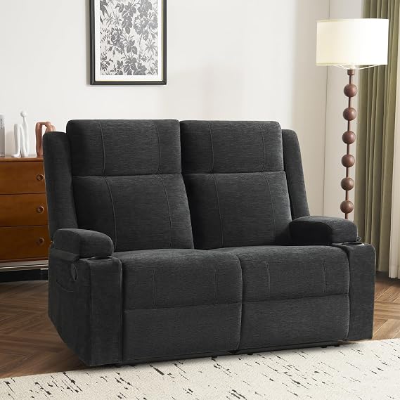 Amazon.com: PALLOME Manual Reclining Loveseat Sofa, 2-Seater Recliner ...