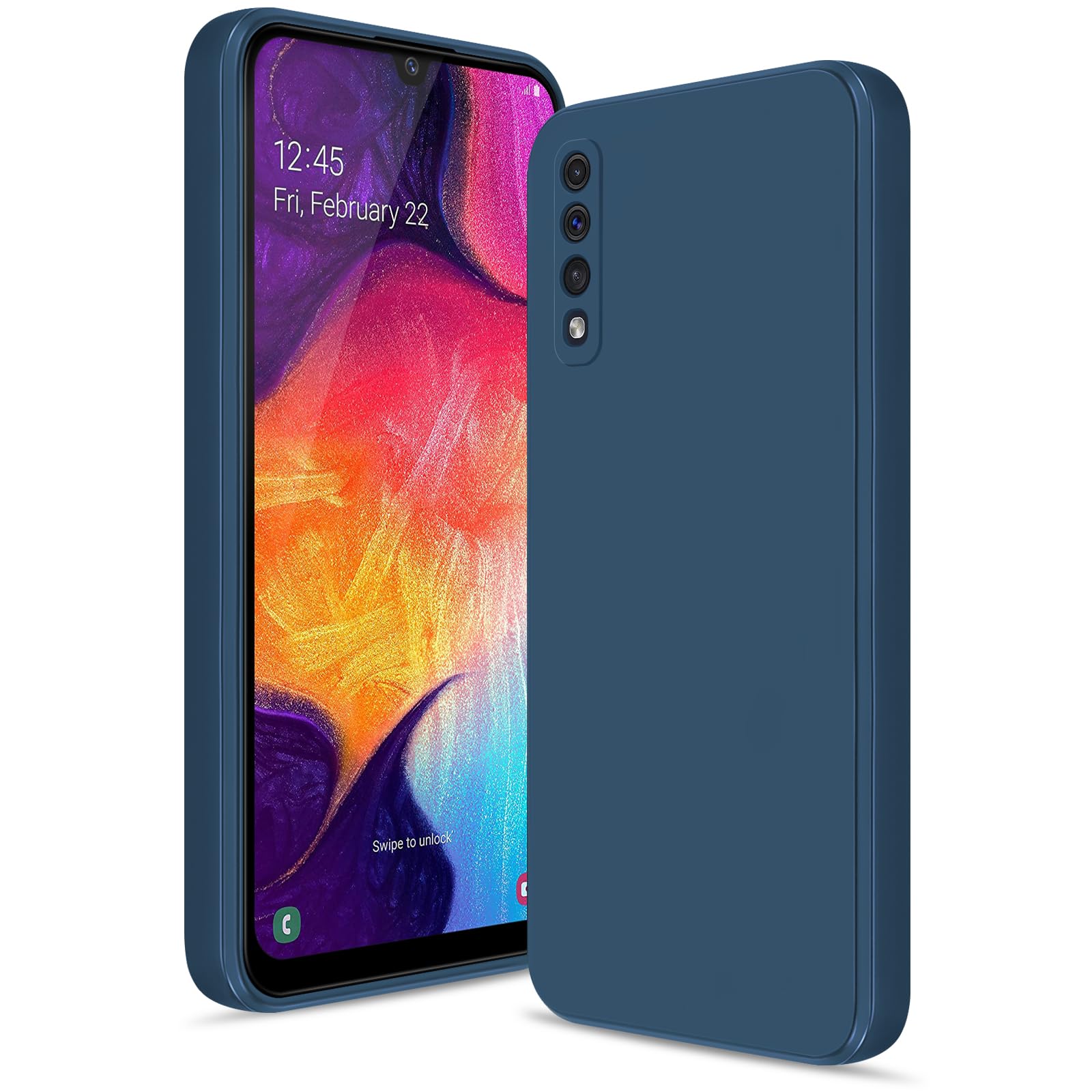 Btstring Hülle für Samsung Galaxy A50, Hochwertiges Silikon Case, Ganzkörper Handyhülle mit Seidig-Weicher Berühren, Kratzfestes Weiches Mikrofaserfutter (Blau)