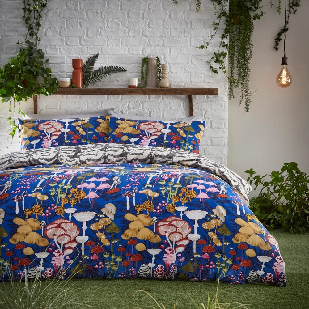 Furn Amanita Abstract Mushroom Duvet Cover Set - Double - Cobalt