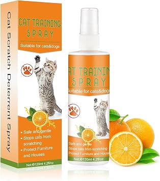 Cat Deterrent Spray, 120ml Cat Repellent Spray, Anti Scratch Cat Spray, Natural Cat Training Spray for Indoor & Outdoor Use, Suitable for Plants, Furniture, Floors